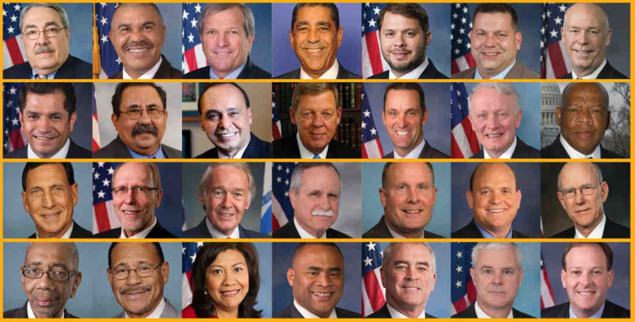 Picture of the congressmen matched to criminal mugshots by Amazon software, they are disproportionatedly people of color